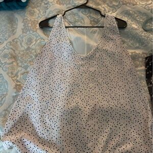 LOFT White and Black Polka Dot Tank Top